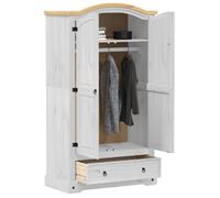 Garde-robe en bois de pin - vidaXL - 102x52x186 cm - Blanc - Bois de pin massif - 1 tiroir - Poignées en métal