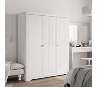Garde-robe en bois massif - vidaXL - Blanc - 146x53,5x173 cm - Bois de pin massif - 3 portes - Poignées en métal