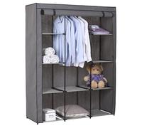 Garde-robe en tissu STEVEN structure en métal, 9 tablettes repositionnables pour 7 possibilités d'aménagement, coloris gris Anthracite G