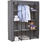 Garde-robe en tissu STEVEN structure en métal, 9 tablettes repositionnables pour 7 possibilités d'aménagement, coloris gris Anthracite G