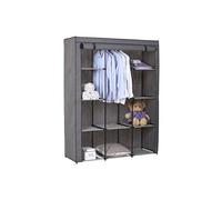 Garde-robe en tissu STEVEN structure en métal, 9 tablettes repositionnables pour 7 possibilités d'aménagement, coloris gris