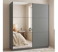 Garde-robe Grande Verzino Dmora, en bois noir anthracite, 179x210h cm