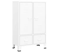 Garde-robe industrielle - KALISSE - Blanc - 67x35x107 cm - Acier - 2 portes - 2 étagères réglables - 2 tiroirs