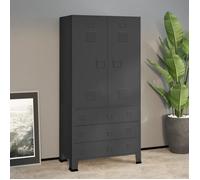 vidaXL Garde-robe industrielle Anthracite 90x50x180 cm Métal, 2 étagères, 1 barre de penderie