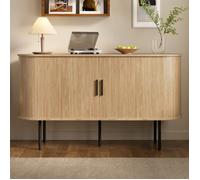 Garde-robe moderne en MDF avec portes à jalousie roulante, poignées en aluminium et jambes en fer - armoire de rangement