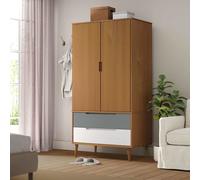 Garde-robe MOLDE 90x55x175cm Bois Massif de Pin Rangement Armoire Multicolore v