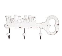 Garde-robe murale, Patère murale en bois coloris blanc et métal noir -longueur 50 x profondeur 7 x hauteur 22 cm