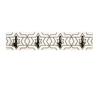 Garde-robe murale, Patère murale en bois coloris blanc et métal noir - longueur 60 x profondeur 6 x hauteur 13 cm