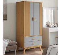 Garde robe OLDEN gris et marron 76,5x53x172 cm bois massif pin Gris G