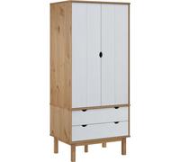 Garde-robe OTTA Marron et blanc 76,5x53x172 cm Bois massif pin