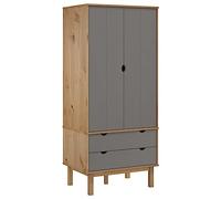 Garde robe OTTA Marron et gris 76,5x53x172 cm Bois massif pin