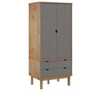 Garde-robe OTTA Marron et gris 76,5x53x172 cm Bois massif pin