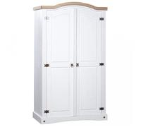 Garde-robe Pin mexicain Gamme Corona 2 portes Blanc - P176 - Vintage - Bois - Panneaux de particules