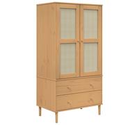 Garde-robe SENJA aspect rotin marron bois massif de pin
