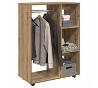 Garde-robe - vidaXL - Armoire penderie - Bois ingénierie - Chêne artisanal - Avec roulettes - 80x40x110 cm 166pdd32l