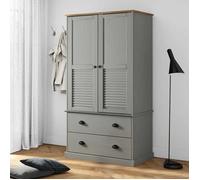 Garde-robe - VIDAXL - VIGO - Gris - Bois de pin massif - 2 tiroirs - Rail intérieur