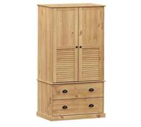 Garde-robe - VIGO - Bois massif de pin - 1 porte - 2 tiroirs - 90x55x170 cm