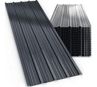 GARDEBRUK® 14x Tôles de bardage 110x46cm = 7m² galvanisé résistant intempéries tôle ondulée trapézoïdale profilée toit mur abri de jardin anthracite