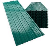 GARDEBRUK® 24x Tôles de bardage 129x46cm 14m² galvanisé pré-percés tôle trapézoïdale ondulée profilée résistant intempéries plaque abri de jardin mur vert