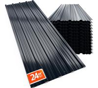 GARDEBRUK® 24x Tôles de bardage 129x46cm 14m² galvanisé pré-percés tôle trapézoïdale ondulée profilée résistant intempéries plaque abri de jardin mur anthracite