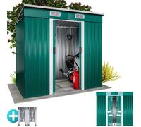 GARDEBRUK® Abri de jardin en métal 2m² avec fondation 196x122x182cm porte coulissante vert cabane de jardin cabanon jardin 3,4m³
