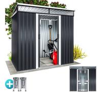 GARDEBRUK® Abri de jardin L 3,4m³ fondation 196x122x180cm 2 fenêtres anthracite cabane de jardin cabanon abri outils
