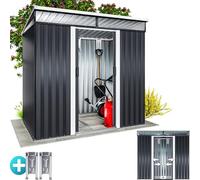 GARDEBRUK® Abri de jardin L 3,4m³ fondation 196x122x180cm 2 fenêtres anthracite cabane de jardin cabanon abri outils