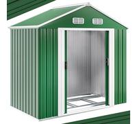 GARDEBRUK® Abri de Jardin métal XL 2m² Fondation 200x135x190cm Porte coulissante Vert cabane de Jardin cabanon Rangement Outils 4m³