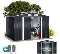 GARDEBRUK® Abri de Jardin métal XXL 5m² Fondation 260x205x180cm Porte coulissante Anthracite cabane de Jardin cabanon Rangement 9m³