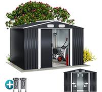 GARDEBRUK® Abri de Jardin métal XXL 5m² Fondation 260x205x180cm Porte coulissante Anthracite cabane de Jardin cabanon Rangement Outils 9m³