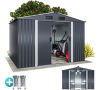 GARDEBRUK® Abri de jardin métal XXL 5m² fondation 260x205x180cm porte coulissante anthracite-métallique cabane de jardin cabanon 9m³