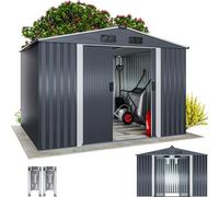 GARDEBRUK Abri de Jardin métal XXL Anthracite-métallique | fondation incluse, porte coulissante, cabane de jardin, cabanon rangement, 260x205x180cm, Abri de jardin métal, 5 m2, 9 m3