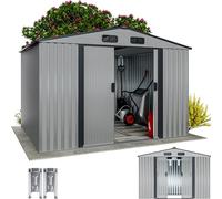 GARDEBRUK Abri de Jardin métal XXL Gris-métallique | fondation incluse, porte coulissante, cabane de jardin, cabanon rangement, 260x205x180cm, Abri de jardin métal, 5 m2, 9 m3