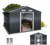 GARDEBRUK® Abri de jardin métal XXXL 8m² fondation 315x260x180cm porte coulissante anthracite cabane jardin cabanon rangement 15m³