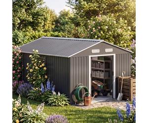 GARDEBRUK Abri de jardin métal XXXL anthracite | fondation incluse, porte coulissante, cabane de jardin, cabanon rangement, 315x260x180cm, Abri de jardin métal, 8 m2, 15 m3