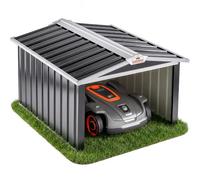 GARDEBRUK® Abri Robot Tondeuse 86x100x63cm Toit à 2 pans métal résistant intempéries 4X piquets Terre Garage Outillage carport Jardin Herbe Anthracite