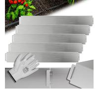 GARDEBRUK® Bordure de Jardin métal 5m 100x14cm galvanisé Gants Bordure Parterre Plate-Bande délimitation Herbe Gazon métallique Argent