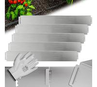 GARDEBRUK® Bordure de Jardin métal 5m 100x18cm galvanisé Gants Bordure Parterre Plate-Bande délimitation Herbe Gazon métallique Argent