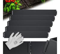 GARDEBRUK® Bordure de Jardin métal 5m 100x18cm galvanisé Gants Bordure Parterre Plate-Bande délimitation Herbe Gazon métallique Noir