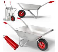 GARDEBRUK® Brouette 80L galvanisée poignée caoutchouc max. 100kg brouette jardin brouette de chantier jardinage chariot de