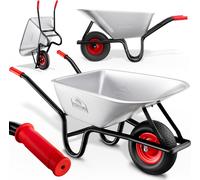 GARDEBRUK® Brouette Galvanisée 100 L Pour Jardin Avec Cuve Zinguée Acier Stable Roue Pneumatique Tout Terrain Type Chariot Jardinage Charge Max 250 Kg