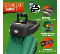 GARDEBRUK® Broyeur de végétaux électrique 2.400W broyeur de branches couteau lame max. 45mm bac 2x 50L broyeur de jardin déchiqueteur bois compost jardin