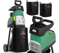 GARDEBRUK® Broyeur de végétaux électrique 3.100W max. 44mm sac 2x 60L broyeur à rotor broyeur végétaux silencieux à rouleau jardin déchets verts compost