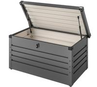 GARDEBRUK® Coffre de rangement en métal Anthracite 120x62x63 cm 385L Verrouillable Vérin à gaz Extérieur Coffre jardin Coussin