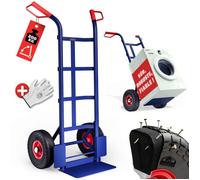 GARDEBRUK® Diable pliant pneus pleins PU increvable max. 200kg déménagement charge lourde atelier diable de manutention chariot