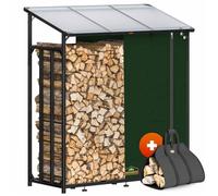 GARDEBRUK® Étagère pour bois de cheminée XXL Noir Abri bûches en acier avec toit Stockage du bois Étagère à bûches extérieur