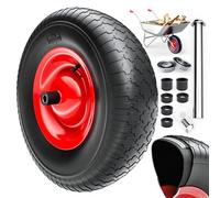 GARDEBRUK® Roue de brouette Gonflable 4.80/4.00-8 Ø390mm Jante Acier 200kg axe Roue de Secours Remplacement brouette Pneu roulement Billes