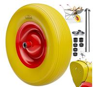 GARDEBRUK® Roue de brouette increvable caoutchouc plein PU 4.80/4.00-8 Ø390mm jante acier 200kg axe roue de secours remplacement brouette pneu