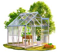 GARDEBRUK Serre de Jardin alumiminum et Polycarbonate 190x190cm | fondation 3,6m², 1 lucarne, serre extérieure, structure robuste, stable, serre potager tomate plante légume, hiver, résistant