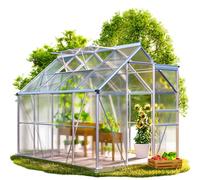 GARDEBRUK Serre de Jardin alumiminum et Polycarbonate 250x190cm | fondation 4,8m², 2 lucarne, serre extérieure, structure robuste, stable, serre potager tomate plante légume, hiver, résistant